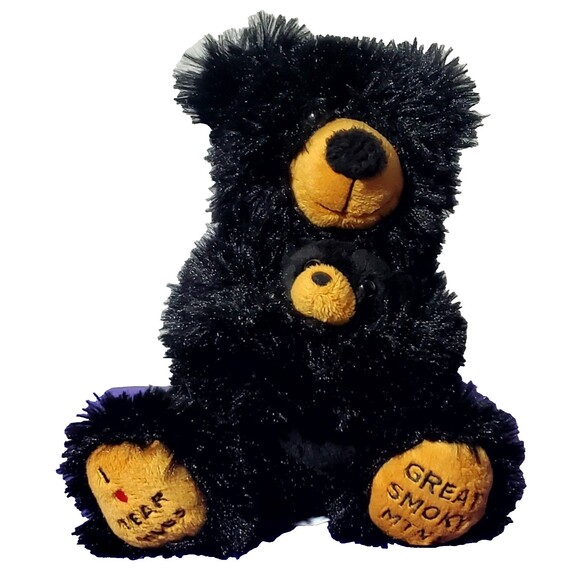 Wishpets Black Bear Mom & Baby Plush 2011 Great Smoky Mountains Souvenir - Picture 1 of 10